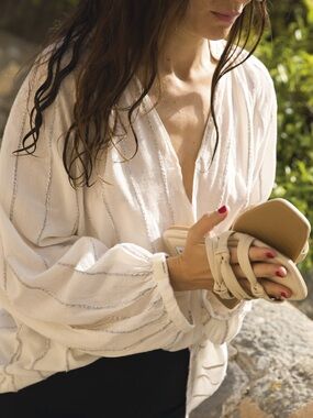 Mint & Rose Linen Blend Striped Button Up Shirt